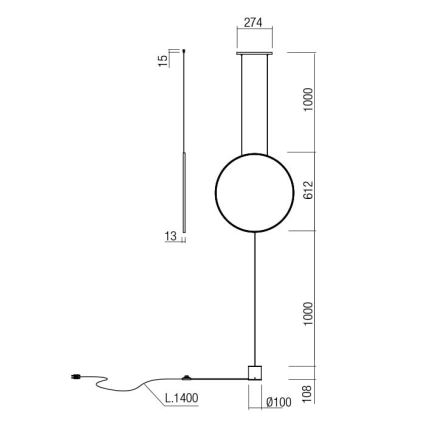 Redo 01-2197 - LED gulvlampe SLICK LED/19W/230V sort