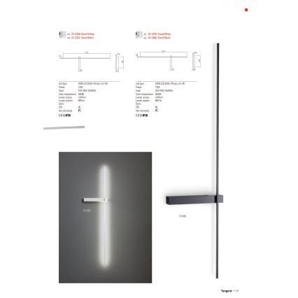 Redo 01-2200 - LED væglampe TANGENT LED/14W/230V hvid