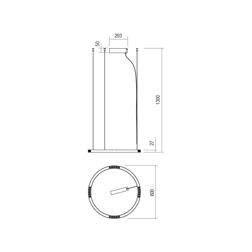 Redo 01-2202 - LED pendel UNION LED/34W/230V CRI 90 3000K diameter 60 cm hvid