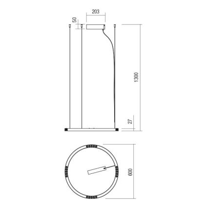 Redo 01-2203 - LED pendel UNION LED/34W/230V CRI 90 3000K diameter 60 cm guldfarvet