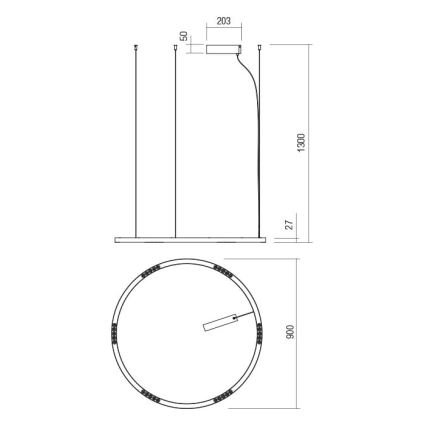 Redo 01-2205 - LED pendel UNION LED/50W/230V 3000K diameter 90 cm hvid