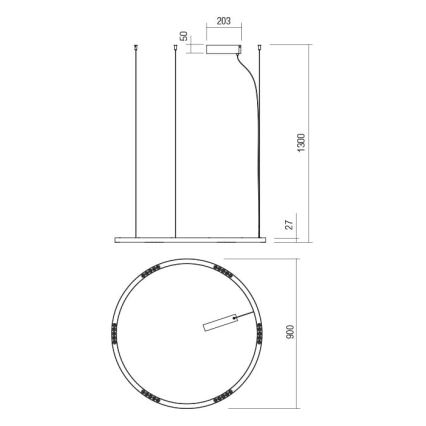 Redo 01-2207 - LED pendel UNION LED/50W/230V CRI 90 3000K diameter 90 cm sort