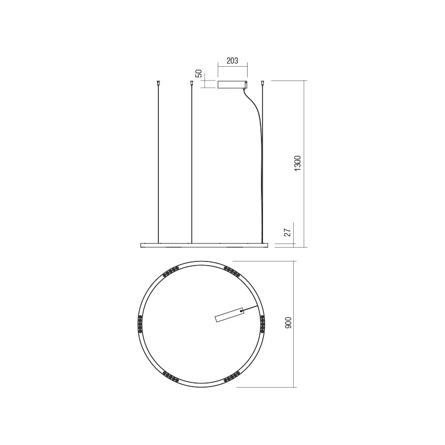 Redo 01-2207 - LED pendel UNION LED/50W/230V CRI 90 3000K diameter 90 cm sort