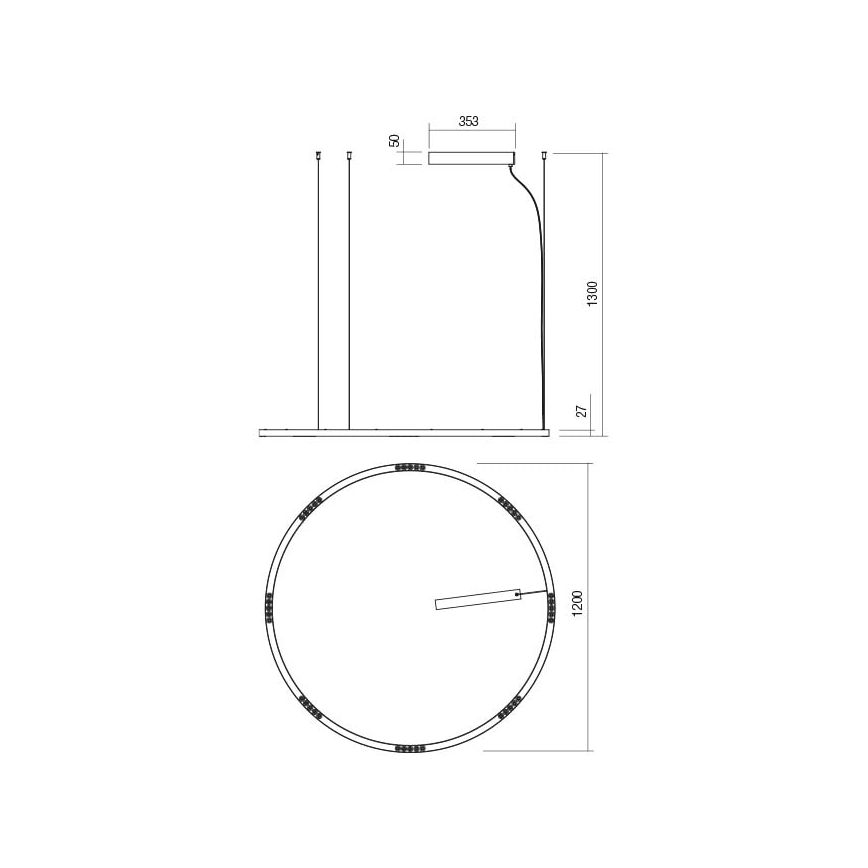 Redo 01-2209 - LED pendel UNION LED/68W/230V CRI 90 3000K diameter 120 cm guldfarvet