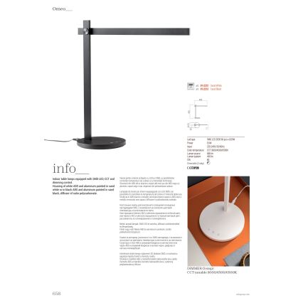 Redo 01-2213 - LED bordlampe m. touch-funktion dæmpbar OMEO LED/5,5W/230V 3000/4500/6500K sort