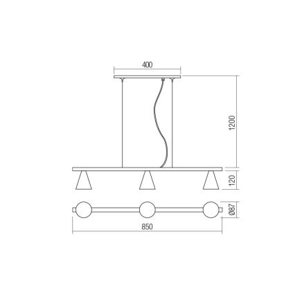 Redo 01-2218 - Pendel ZUMA 3xGU10/15W/230V sort/gylden