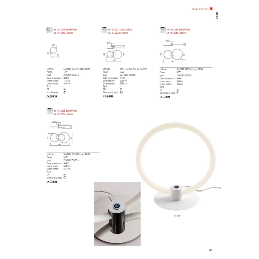 Redo 01-2224 - LED loftlampe dæmpbar SPELL LED/43W/230V 3000K skinnende krom