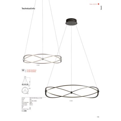 Redo 01-2251 - LED pendel dæmpbar QUARK LED/43W/230V 3000K diameter 60 cm krom