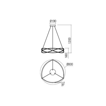 Redo 01-2251 - LED pendel dæmpbar QUARK LED/43W/230V 3000K diameter 60 cm mat krom
