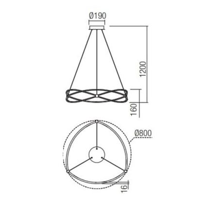 Redo 01-2254 - LED pendel dæmpbar QUARK LED/54W/230V 3000K diameter 80 cm sort