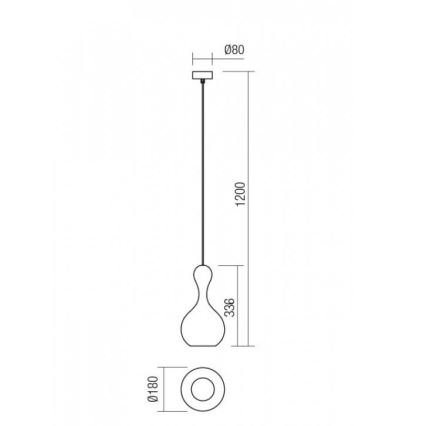 Redo 01-2257 - Pendel LOB 1xE27/42W/230V diameter 18 cm kobber