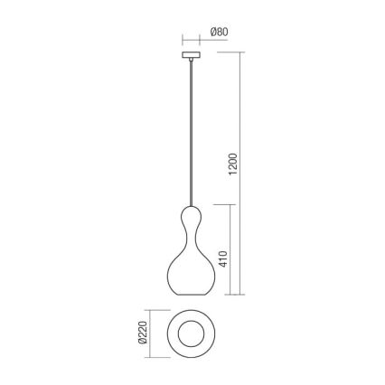 Redo 01-2260 - Pendel LOB 1xE27/42W/230V diameter 22 cm kobber