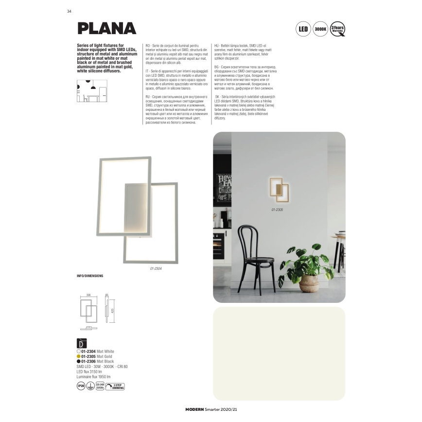 Redo 01-2317 - Dæmpbar LED-pendel PLANA LED/80W/230V med wireophæng, guld