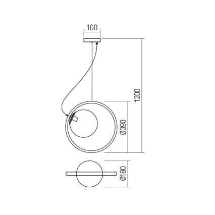 Redo 01-2322 - Pendel KLEIDI 1xE27/42W/230V diameter 39 cm sort