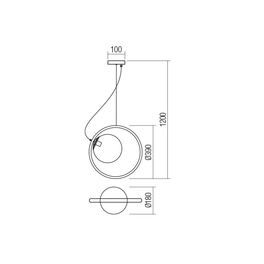 Redo 01-2322 - Pendel KLEIDI 1xE27/42W/230V diameter 39 cm sort