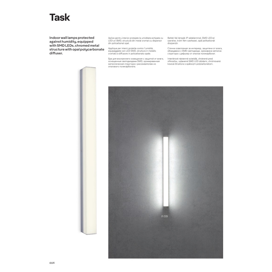 Redo 01-2331 - LED-belyst badeværelsesspejl TASK LED/24W/230V 120 cm CRI 90 IP44 blank krom