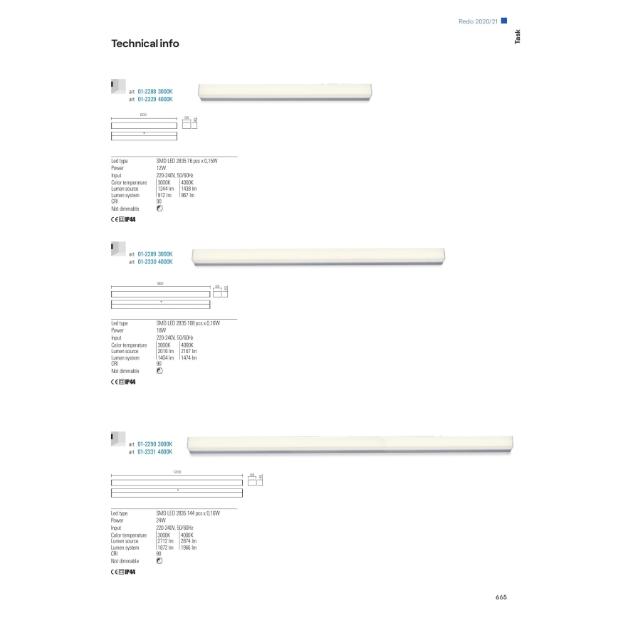 Redo 01-2331 - LED-belyst badeværelsesspejl TASK LED/24W/230V 120 cm CRI 90 IP44 blank krom