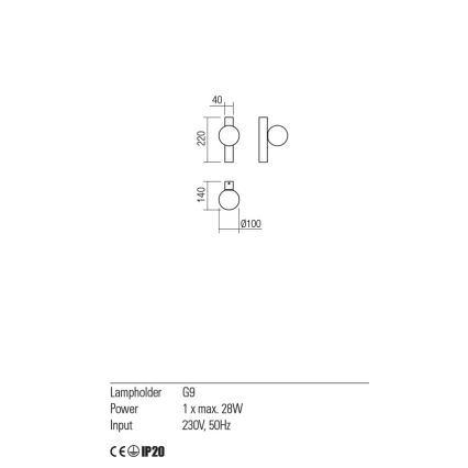 Redo 01-2372 - Væglampe GOJI 1xG9/28W/230V guldfarvet