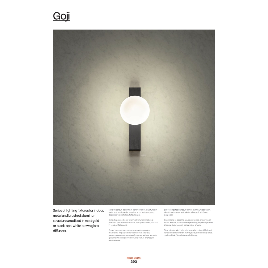 Redo 01-2373 - Væglampe GOJI 1xG9/28W/230V sort