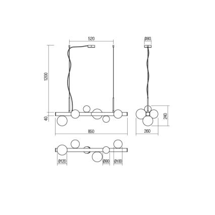 Redo 01-2374 - Pendel GOJI 6xG9/28W/230V guldfarvet