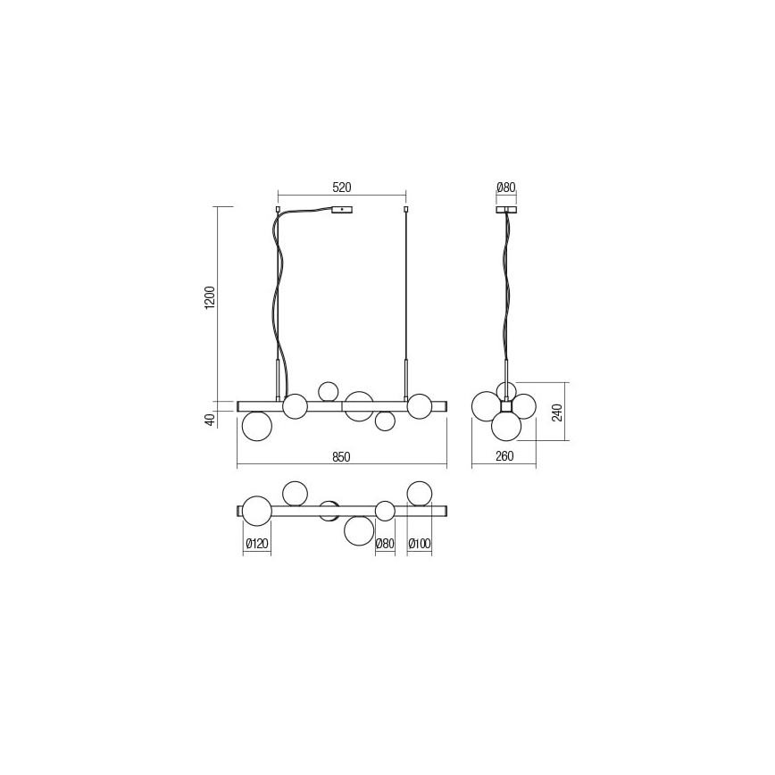 Redo 01-2375 - Pendel GOJI 6xG9/28W/230V sort