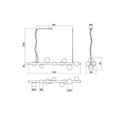 Redo 01-2377 - Pendel GOJI 8xG9/28W/230V sort