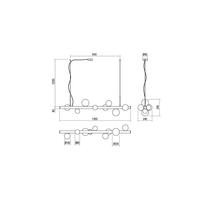 Redo 01-2377 - Pendel GOJI 8xG9/28W/230V sort