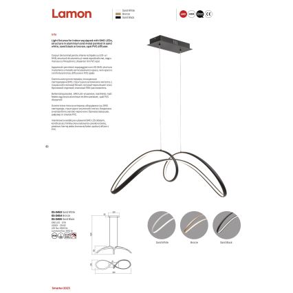 Redo 01-2454 - LED pendel LAMON LED/57W/230V guldfarvet