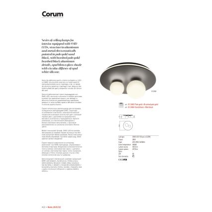 Redo 01-2466 - LED loftlampe CORUM LED/48W/230V 3000K CRI 90 sort