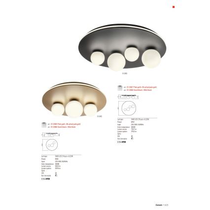 Redo 01-2466 - LED loftlampe CORUM LED/48W/230V 3000K CRI 90 sort