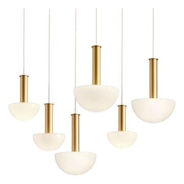 Redo 01-2476 - Lysekrone på wire LUMIEN 6xG9/10W/230V guld/hvid