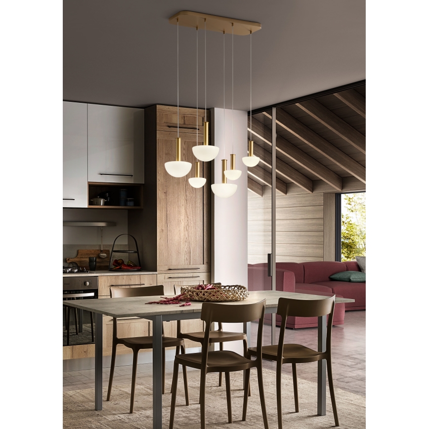 Redo 01-2476 - Lysekrone på wire LUMIEN 6xG9/10W/230V guld/hvid