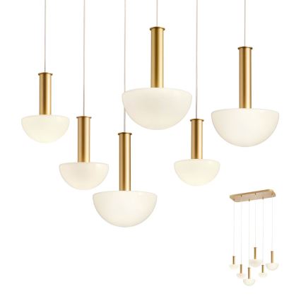 Redo 01-2476 - Lysekrone på wire LUMIEN 6xG9/10W/230V guld/hvid
