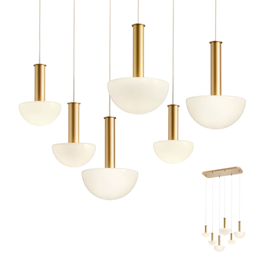 Redo 01-2476 - Lysekrone på wire LUMIEN 6xG9/10W/230V guld/hvid