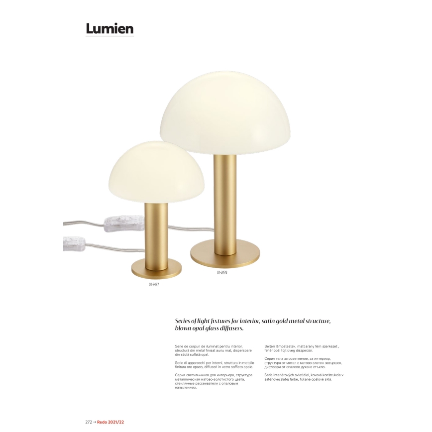 Redo 01-2476 - Lysekrone på wire LUMIEN 6xG9/10W/230V guld/hvid
