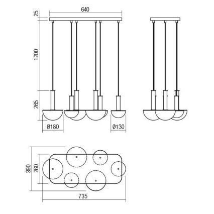 Redo 01-2476 - Lysekrone på wire LUMIEN 6xG9/10W/230V guld/hvid