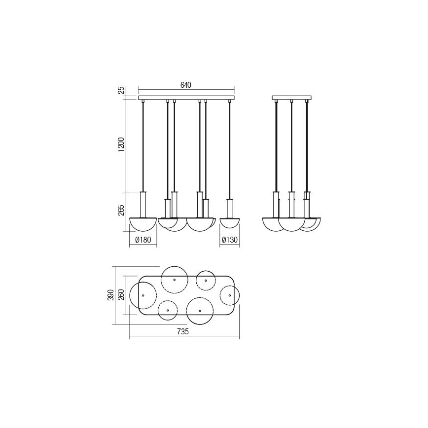 Redo 01-2476 - Lysekrone på wire LUMIEN 6xG9/10W/230V guld/hvid