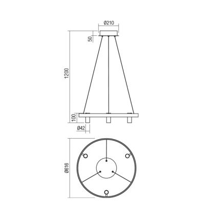 Redo 01-2490 - LED pendel SUMMIT LED/38W/230V CRI 90 diameter 61,6 cm guldfarvet