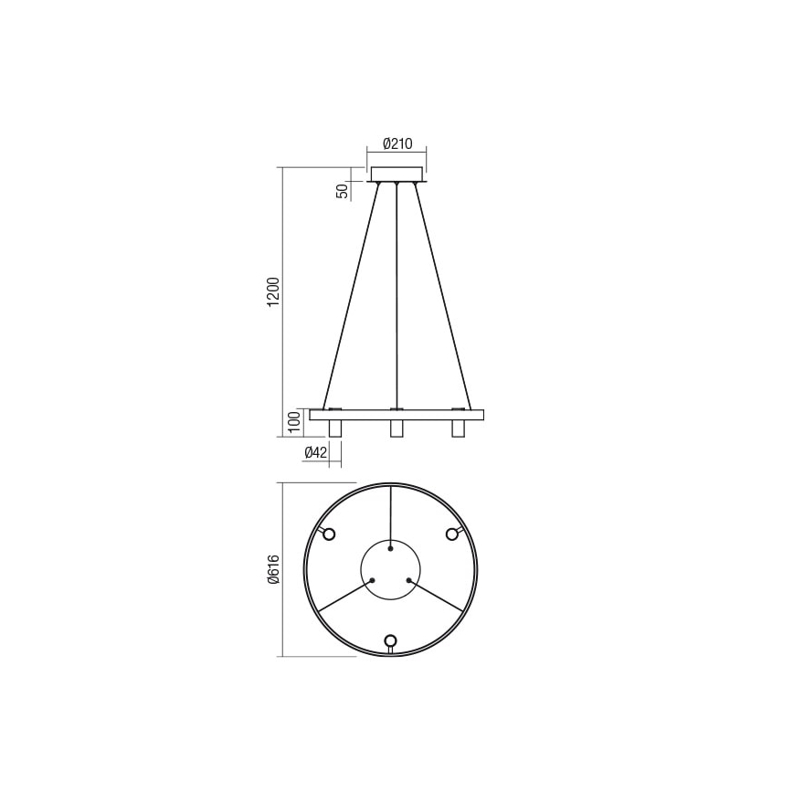 Redo 01-2490 - LED pendel SUMMIT LED/38W/230V CRI 90 diameter 61,6 cm guldfarvet