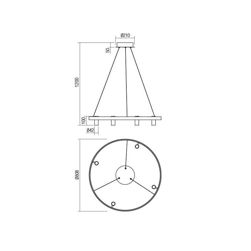 Redo 01-2492 - LED pendel SUMMIT LED/53,5W/230V CRI 90 diameter 80,8 cm guldfarvet