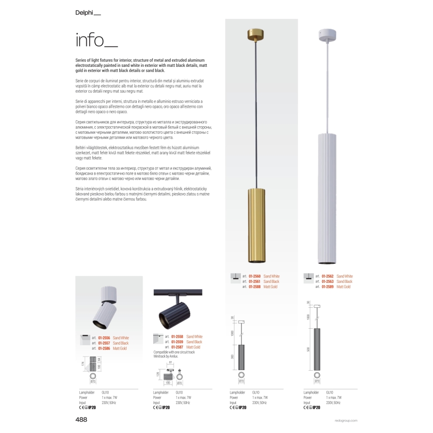 Redo 01-2549 - DELPHI vægspot 1xGU10/7W/230V, sort
