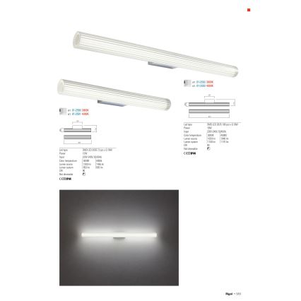 Redo 01-2592 - LED-spejlbelysning til badeværelset RIGAL LED/18W/230V 3000K 91 cm CRI 90 IP44 blank krom/hvid