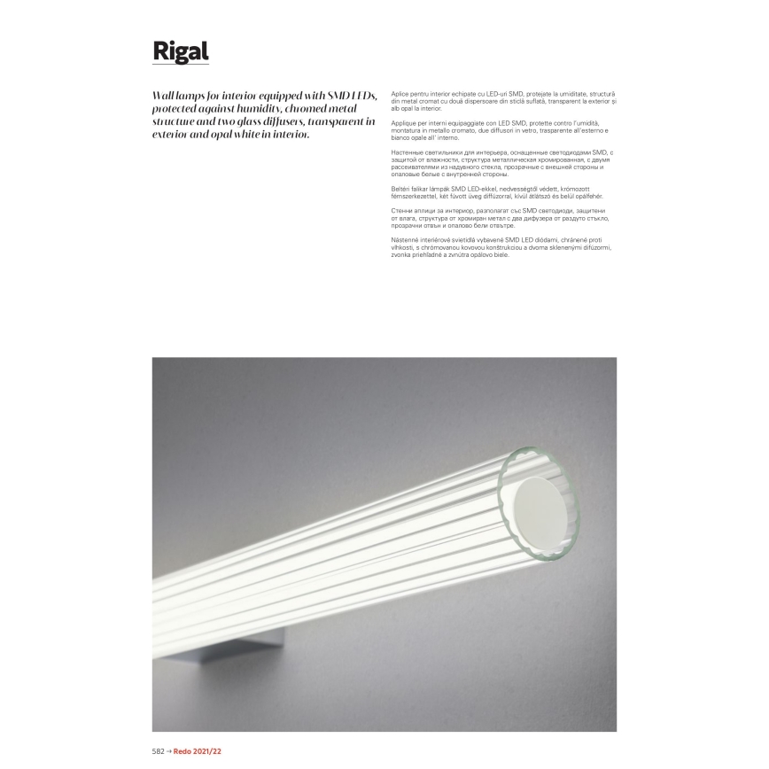 Redo 01-2593 - RIGAL LED-spejlbelysning til badeværelset LED/18W/230V 4000K 91 cm CRI 90 IP44 blank krom/hvid