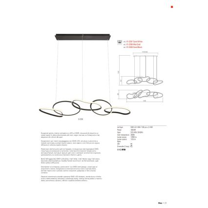 Redo 01-2599 - LED pendel dæmpbar BIAS LED/108,6W/230V CRI 90 3000K sort