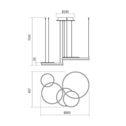 Redo 01-2605 - Dæmpbar LED-pendel på kabel SIGUA LED/99W/230V CRI 90 hvid