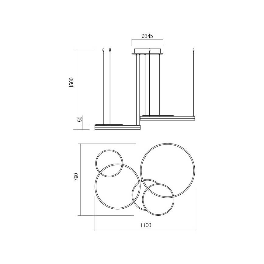 Redo 01-2608 - Dæmpbar LED-lysekrone på wire SIGUA LED/114W/230V CRI 90 hvid