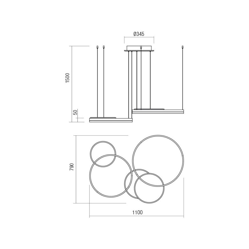 Redo 01-2609 - LED pendel dæmpbar SIGUA LED/114W/230V CRI 90 3000K guldfarvet