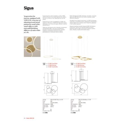 Redo 01-2610 - LED pendel dæmpbar SIGUA LED/114W/230V CRI 90 3000K brun