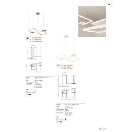 Redo 01-2616 - Dæmpbar LED-pendel med wireophæng SIGUA LED/137W/230V CRI 90 brun