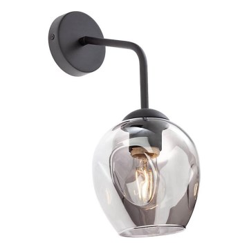 Redo 01-2618 - Væglampe PIERCE 1xE27/42W/230V sort/røget